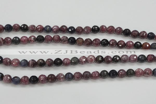 CRZ806 15.5 inches 8mm faceted round natural ruby sapphire beads