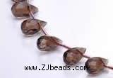 CSQ18 6*10mm faceted teardrop A grade natural smoky quartz beads