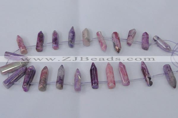 CTD1145 Top drilled 8*20mm - 10*30mm sticks plated quartz beads