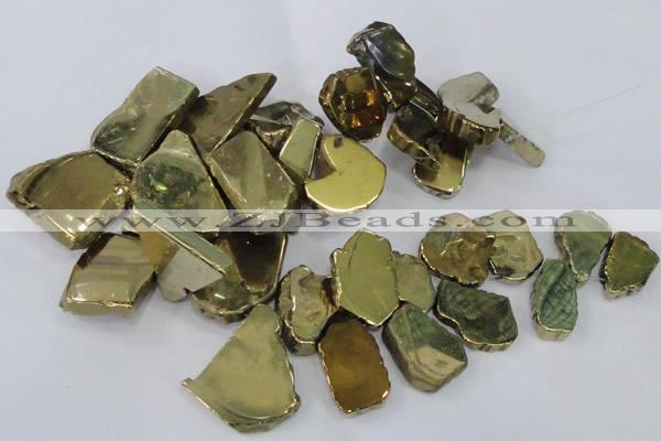 CTD1168 Top drilled 15*25mm - 30*40mm freeform plated agate beads