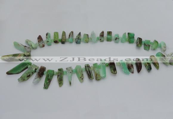 CTD1204 Top drilled 5*15mm - 8*35mm sticks Australia chrysoprase beads