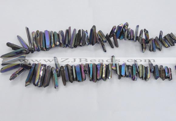 CTD1626 Top drilled 4*15mm - 6*35mm sticks plated quartz beads