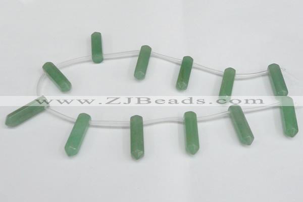 CTD1802 Top drilled 10*30mm - 10*32mm sticks green aventurine beads