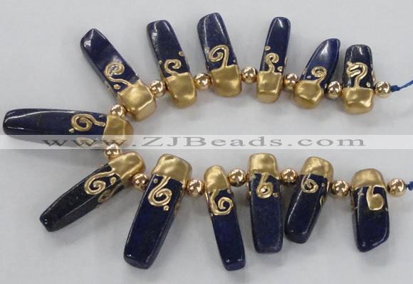 CTD1919 Top drilled 8*20mm - 10*35mm sticks lapis lazuli gemstone beads