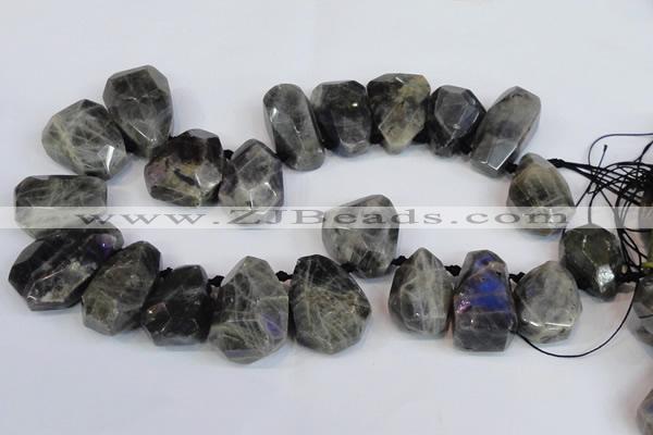 CTD2104 Top drilled 25*30mm - 28*40mm faceted nuggets labradorite beads