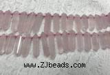 CTD2114 Top drilled 10*25mm - 12*45mm sticks rose quartz beads