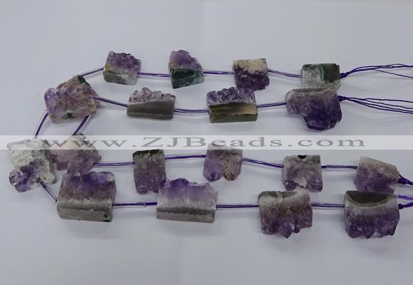 CTD2571 15.5 inches 20*22mm - 25*30mm freeform druzy amethyst beads