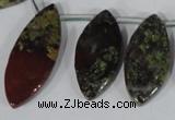 CTD33 Top drilled 10*24mm – 17*40mm marquise dragon blood jasper beads