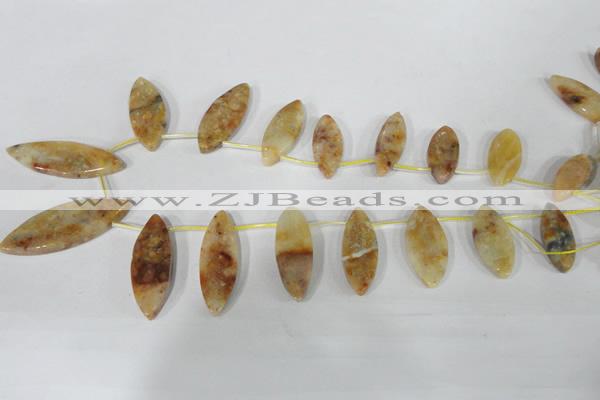 CTD43 Top drilled 12*32mm – 15*37mm marquise Morocco agate beads