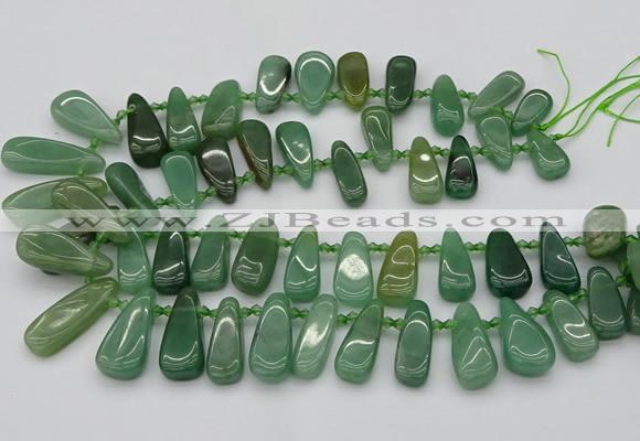 CTD488 Top drilled 10*22mm - 15*45mm freeform green aventurine beads