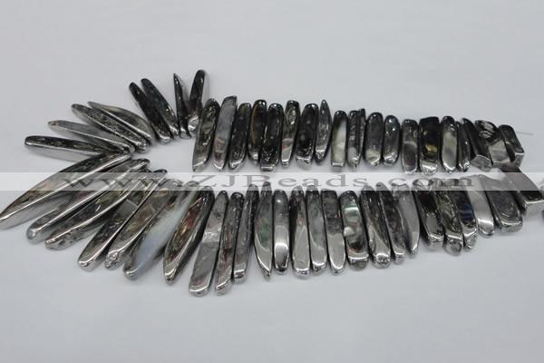 CTD529 Top drilled 10*25mm - 10*60mm wand plated agate beads