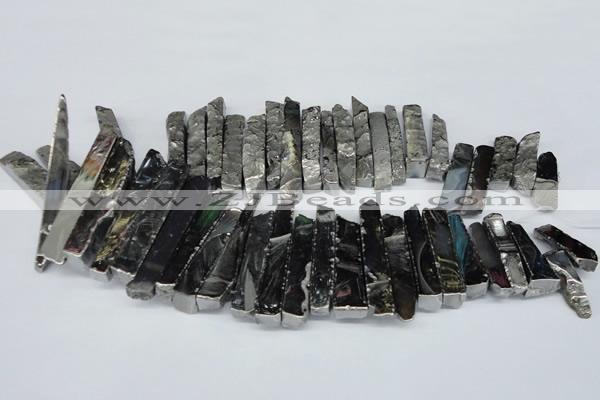 CTD532 Top drilled 10*30mm - 10*65mm wand plated agate beads