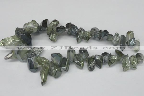 CTD542 Top drilled 10*15mm - 12*30mm nuggets plated quartz beads