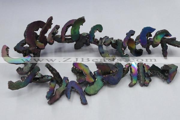 CTD565 Top drilled 10*20mm - 10*40mm freeform plated agate beads