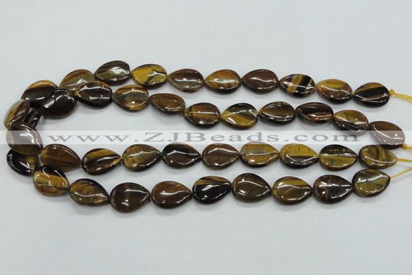 CTE100 15.5 inches 13*18mm flat teardrop yellow tiger eye beads