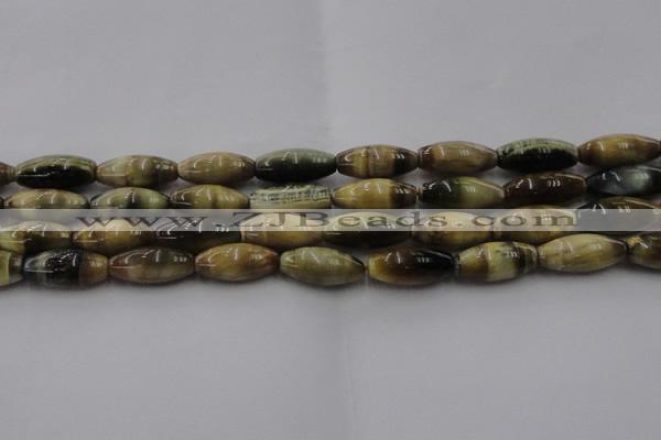 CTE1559 15.5 inches 8*18mm rice golden & blue tiger eye beads wholesale