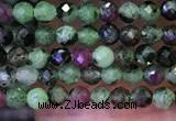 CTG1082 15.5 inches 2mm faceted round tiny ruby zoisite beads