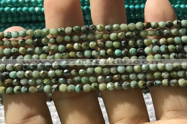 CTG1178 15.5 inches 3mm faceted round tiny African turquoise beads