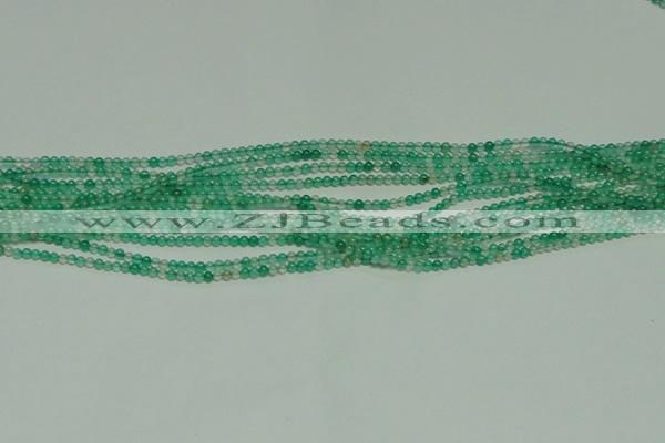 CTG122 15.5 inches 2mm round tiny green agate beads wholesale