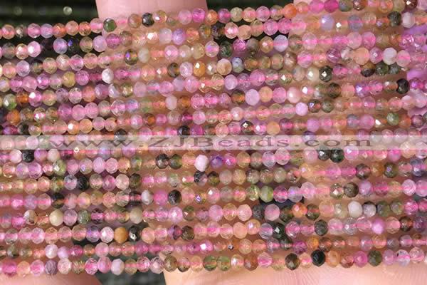 CTG1384 15.5 inches 2mm faceted round tiny tourmaline beads