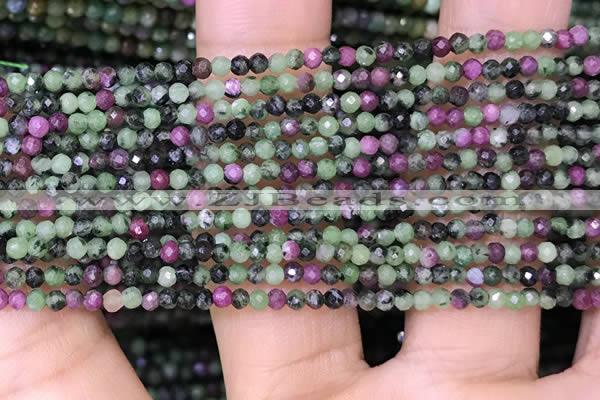 CTG1427 15.5 inches 2mm faceted round ruby zoisite beads