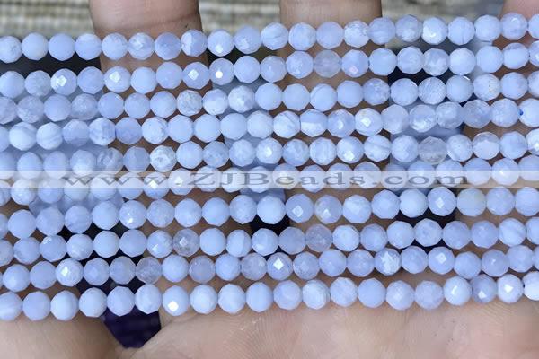 CTG1553 15.5 inches 4mm faceted round blue lace agate beads