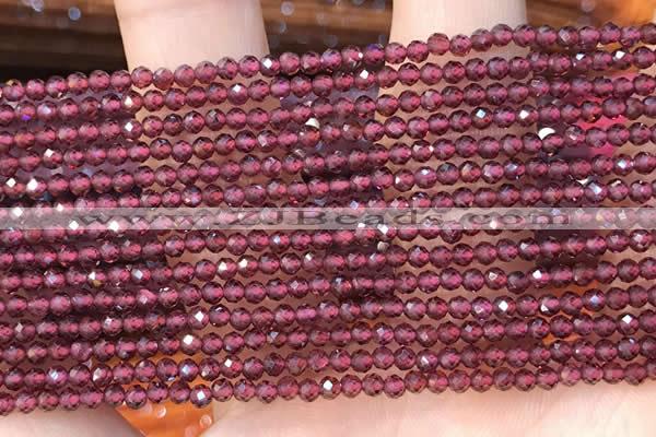 CTG2109 15 inches 2mm faceted round tiny red garnet beads