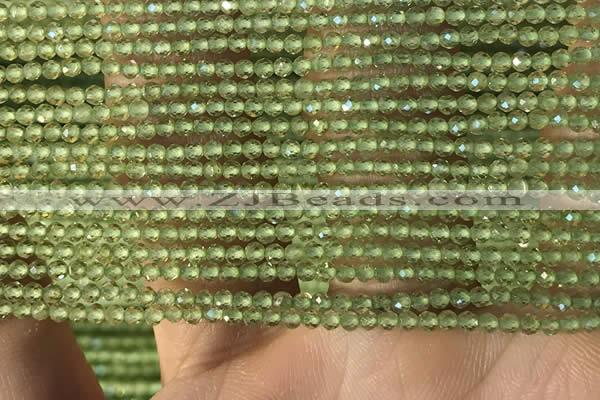 CTG2157 15 inches 2mm,3mm faceted round olive quartz gemstone beads