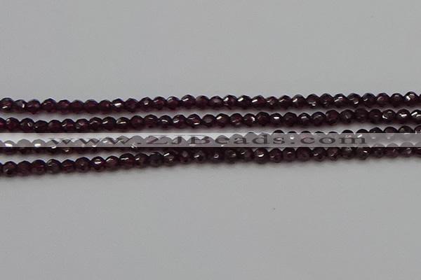 CTG555 15.5 inches 4mm faceted round tiny purple garnet beads