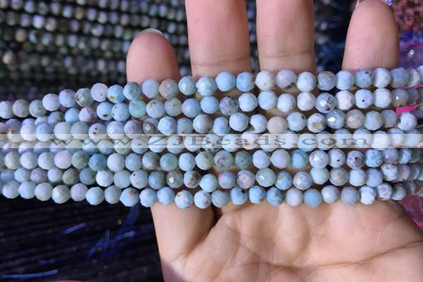 CTG771 15.5 inches 5mm faceted round tiny larimar gemstone beads