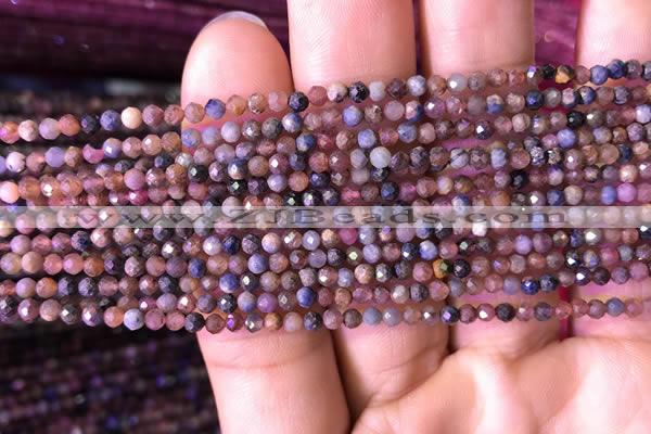 CTG797 15.5 inches 2mm faceted round tiny ruby sapphire beads