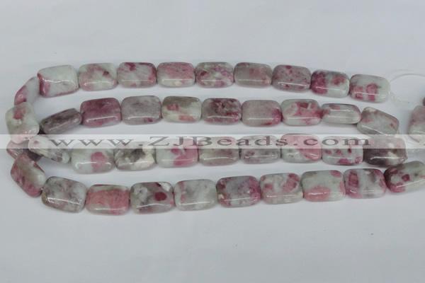 CTO212 15.5 inches 15*20mm rectangle pink tourmaline gemstone beads