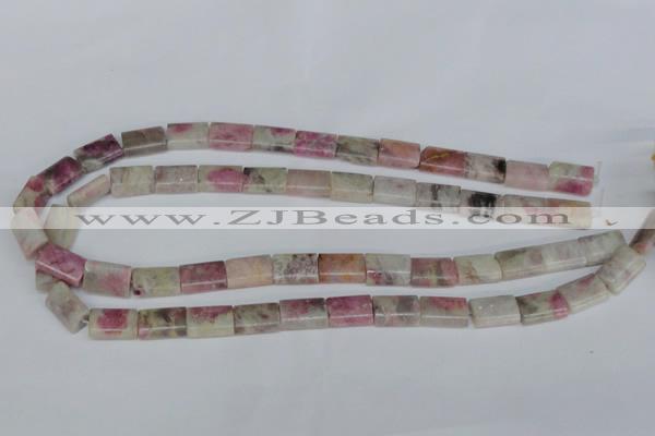 CTO215 15.5 inches 10*14mm flat tube pink tourmaline gemstone beads