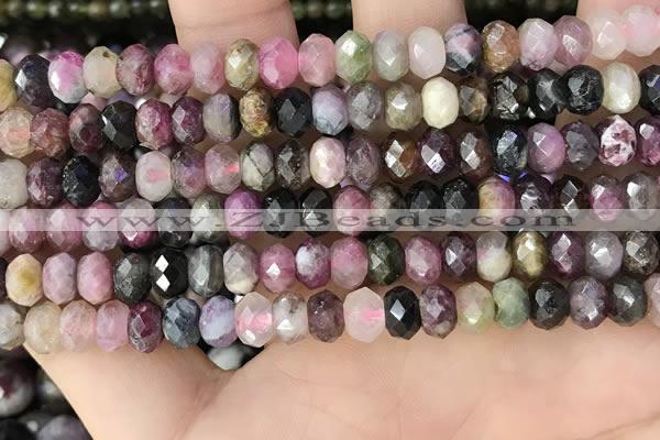 CTO680 15.5 inches 4.5*7mm - 5*8mm faceted rondelle tourmaline beads