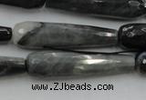 CTR48 15.5 inches 10*40mm faceted teardrop eagle eye jasper beads