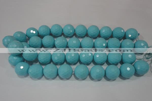 CTU1228 15.5 inches 20mm faceted round synthetic turquoise beads