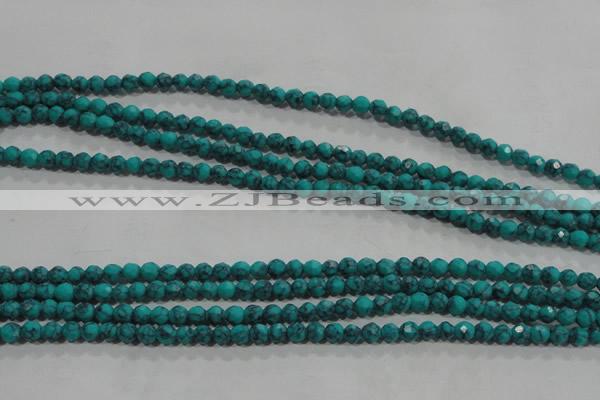 CTU1681 15.5 inches 4mm faceted round synthetic turquoise beads