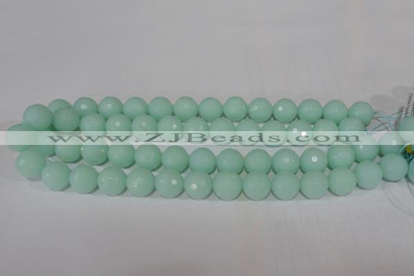 CTU2576 15.5 inches 14mm faceted round synthetic turquoise beads