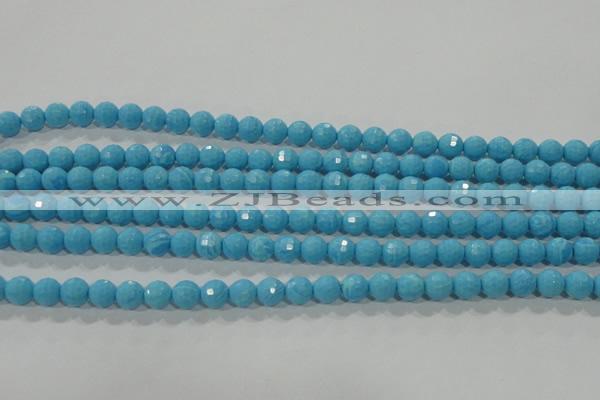 CTU2591 15.5 inches 6mm faceted round synthetic turquoise beads