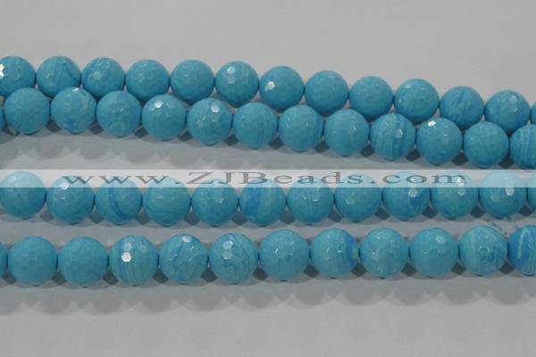 CTU2594 15.5 inches 12mm faceted round synthetic turquoise beads