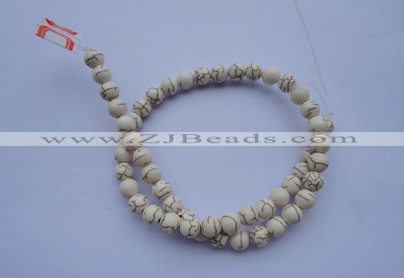 CTU34 15.5 inches 8mm round white turquoise strand beads Wholesale