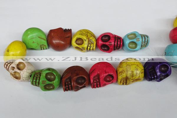 CTU714 15.5 inches 24*29*30mm skull dyed turquoise beads wholesale