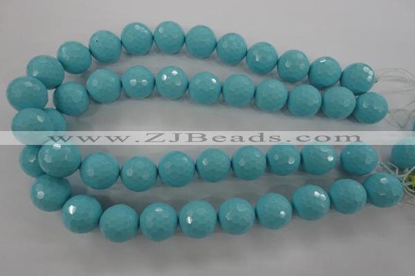 CTU916 15.5 inches 16mm faceted round synthetic turquoise beads