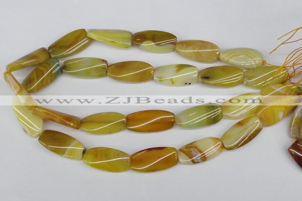 CTW101 15.5 inches 15*30mm twisted rectangle agate beads wholesale