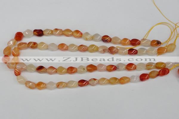 CTW150 15.5 inches 8*11mm twisted rice agate gemstone beads