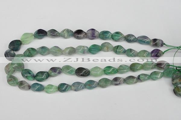 CTW162 15.5 inches 10*15mm twisted rice fluorite gemstone beads