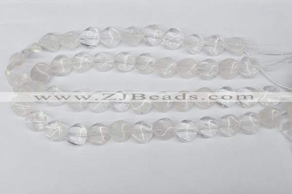 CTW29 15.5 inches 16mm twisted coin white crystal beads wholesale