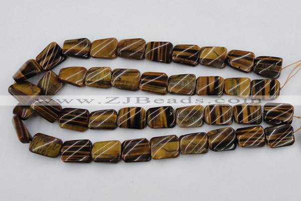 CTW380 15.5 inches 15*20mm twisted rectangle yellow tiger eye beads