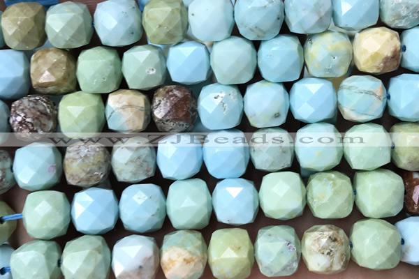 CUBE212 15 inches 8mm faceted cube turquoise gemstone beads