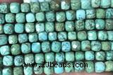 CUBE214 15 inches 8mm faceted cube turquoise gemstone beads